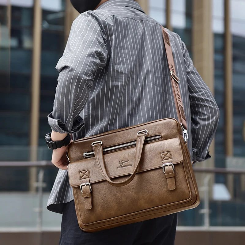 Classic leather briefcase for men