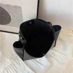 Black shoulder leather tote bag