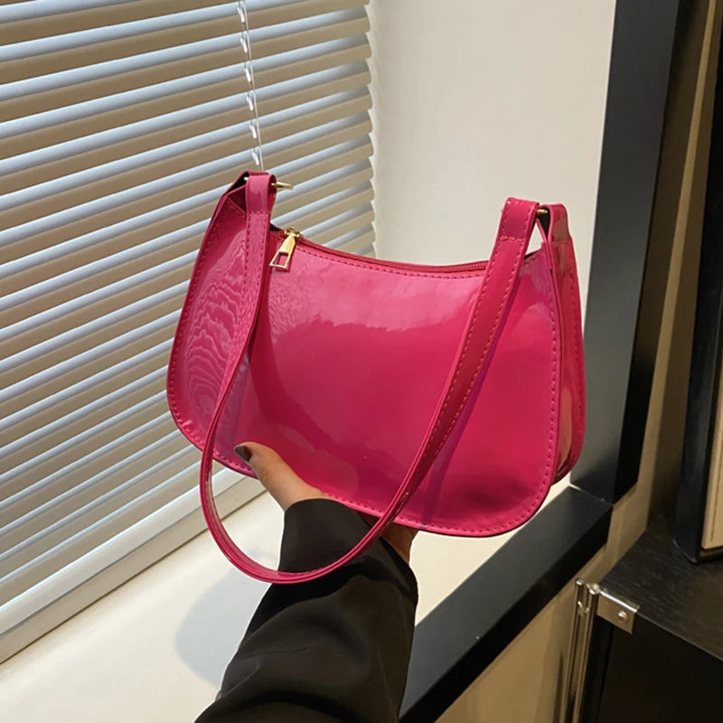 Shiny leather hobo bag