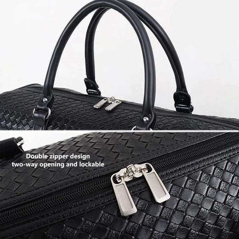 Business leather weekender duffle bag