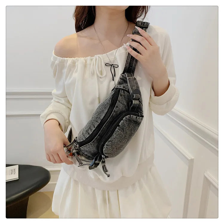 Denim waist bag