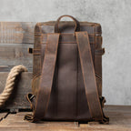 Leather travel rucksack for men