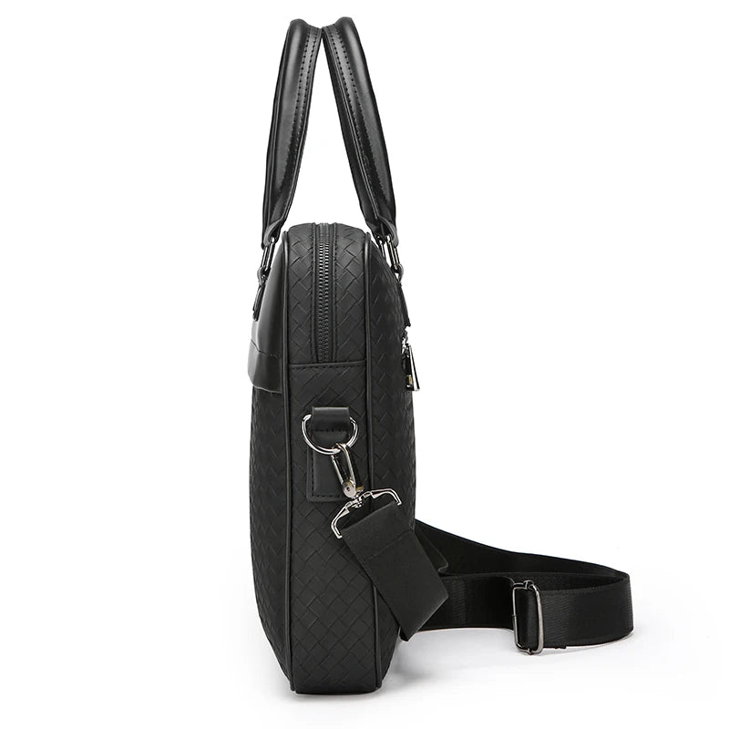Zippered leather laptop bag