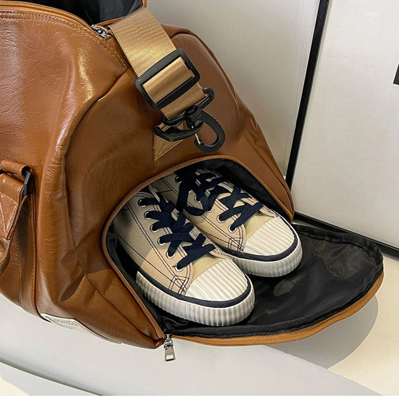 Slim leather duffle bag