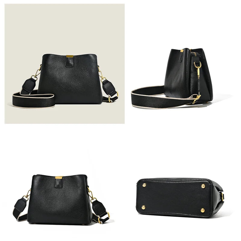Soft leather handbag with zipper