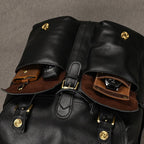Leather laptop rucksack with top handle