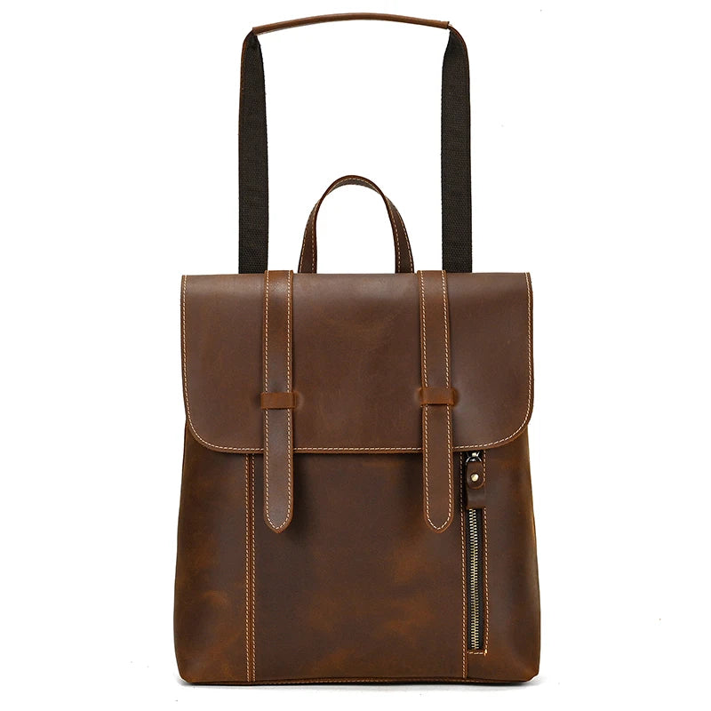 Structured leather rucksack backpack
