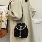 Corduroy handbag with chain strap