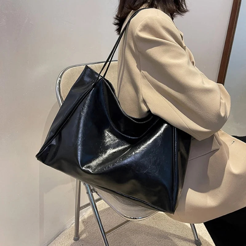Sleek leather tote bag for women