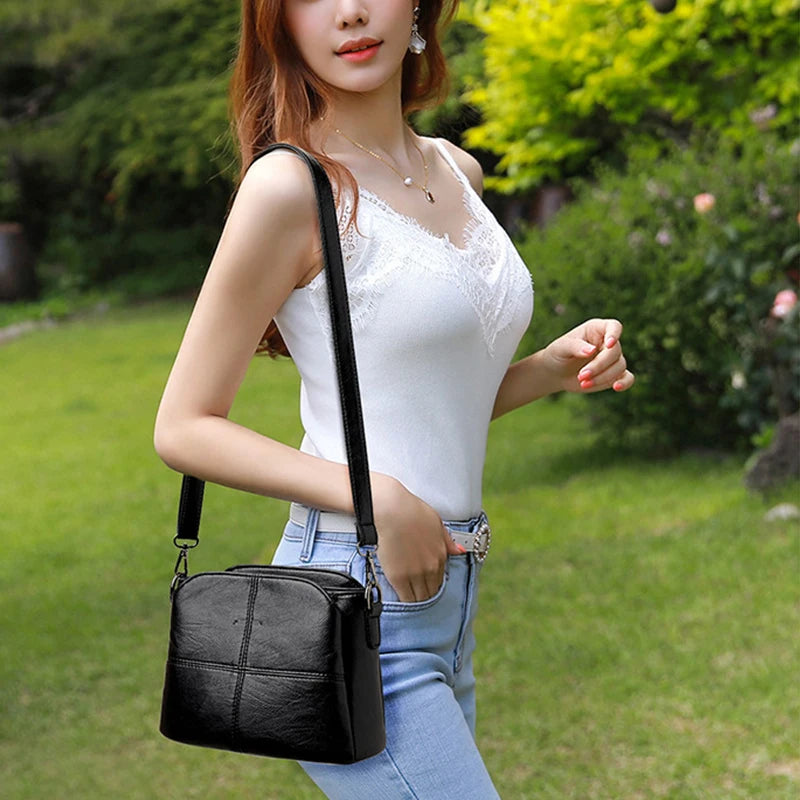 Square leather shoulder purse