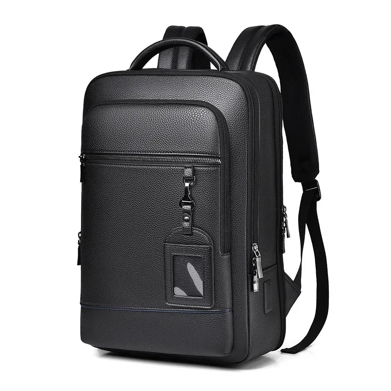 Business leather laptop backpack