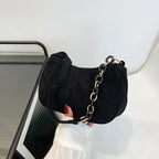 Corduroy handbag set with soft chain handle