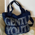 Foldable denim tote bag