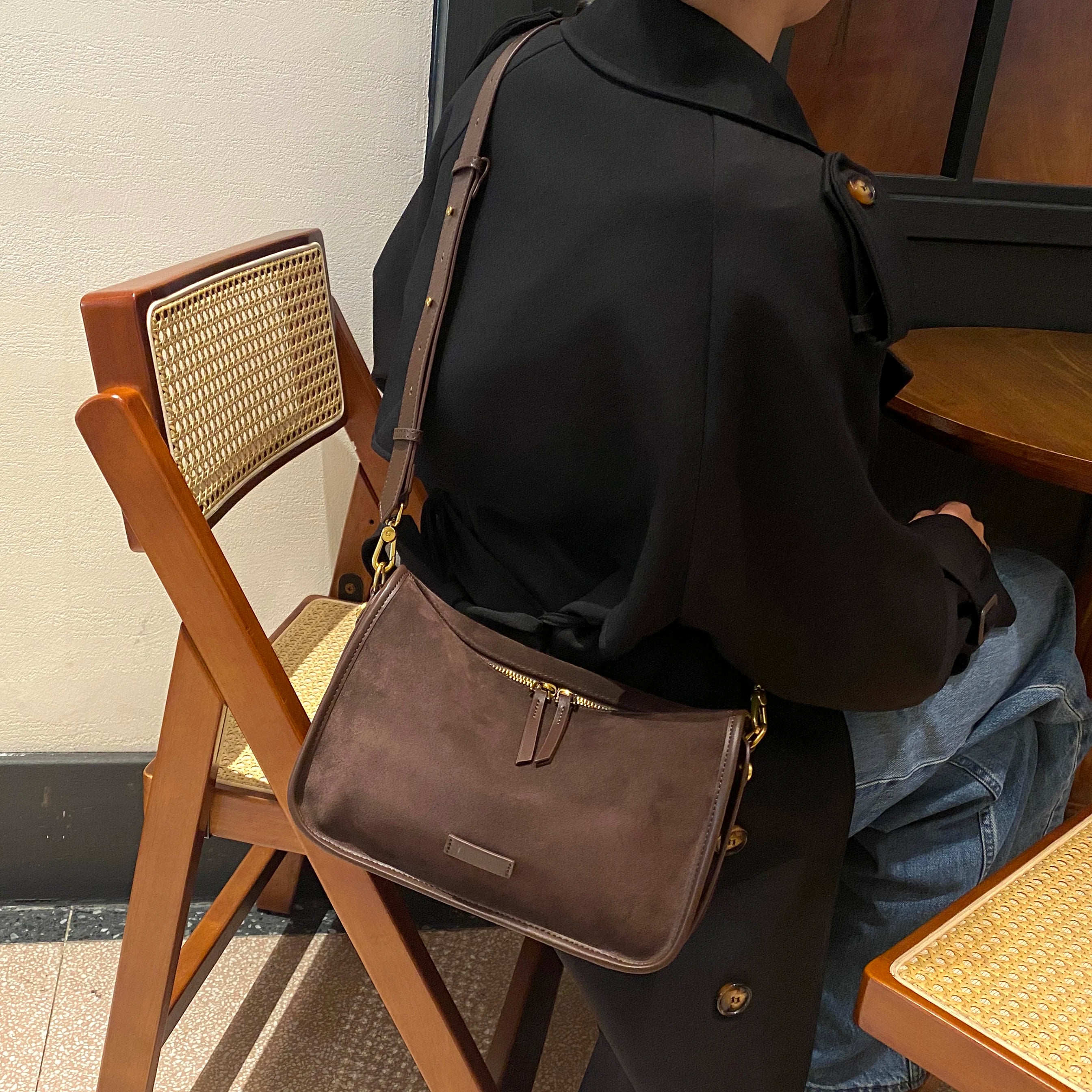 Everyday suede shoulder bag