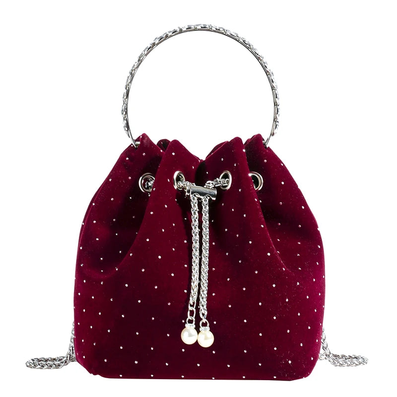 Corduroy handbag with chain strap