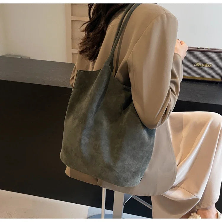 Shoulder suede tote bag