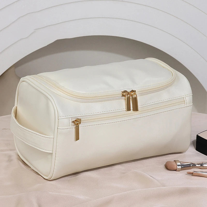 Large leather toiletry pouch