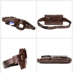 Dual-pocket leather fanny pack