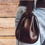 Leather drawstring pouch