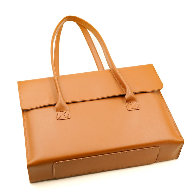 Women's leather laptop shoulder messenger bag
