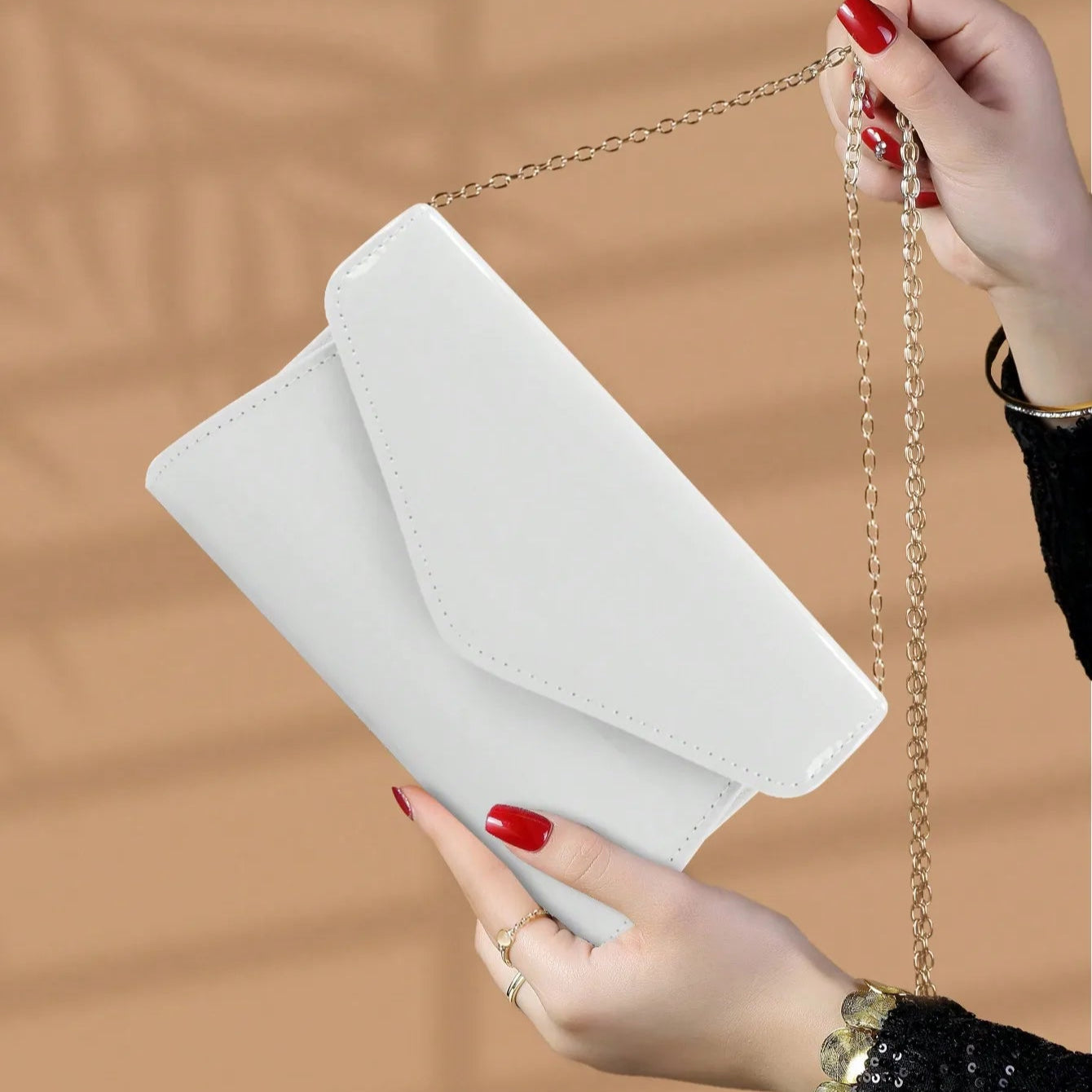 Minimal leather handbag with slim profile