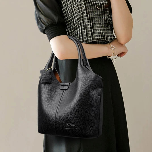 Leather shoulder handbag