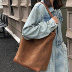 Suede shopper handbag