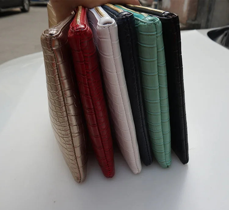 Textured leather clutch
