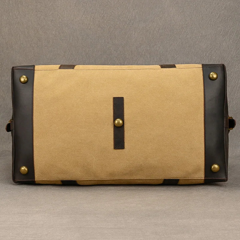 Soft leather overnight duffle bag