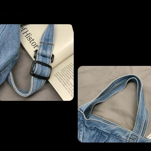 Classic denim tote bag with large capacity