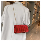 Luxury corduroy handbag with gold chain strap