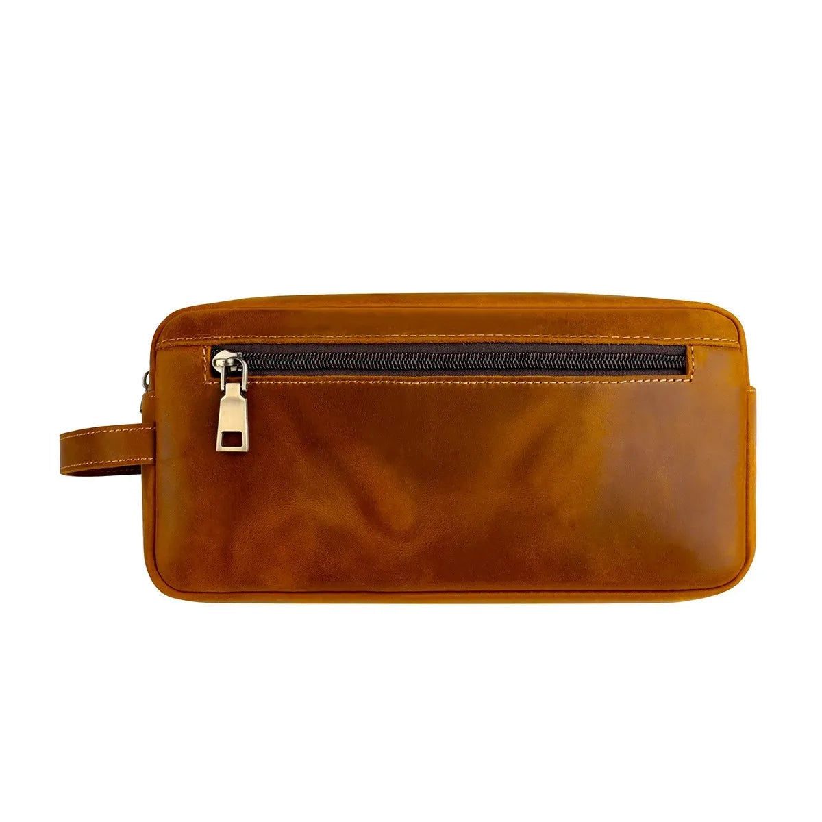 Durable travel leather toiletry bag