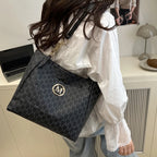 Shoulder leather tote bag with zipper