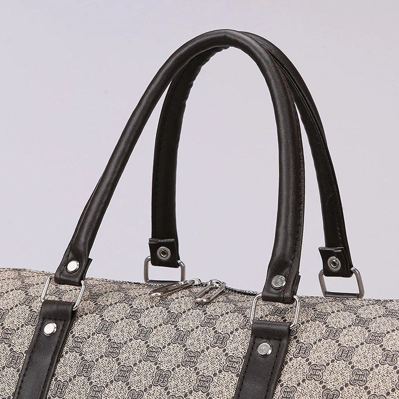 Textured leather travel duffle bag