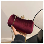 Corduroy clutch bag with  chain strap