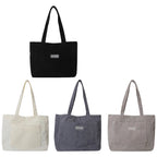 Large capacity corduroy shoulder tote bag