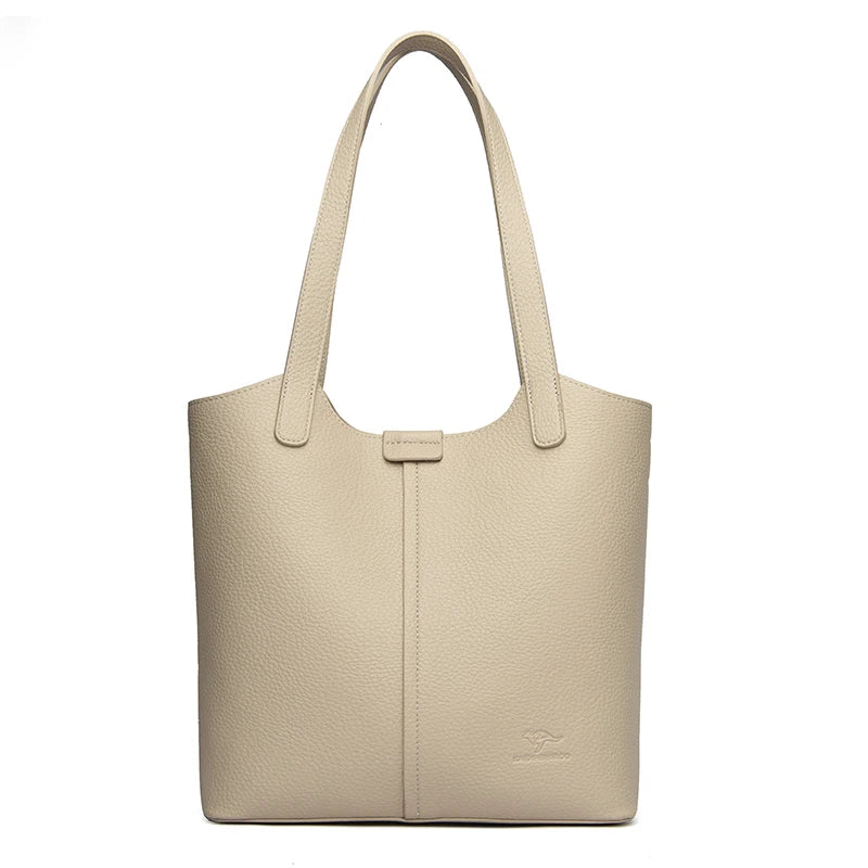 Structured leather tote bag