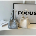 Suede box slouch bag