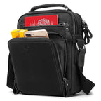 Compact leather crossbody satchel