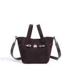 Designer-inspired suede handbag