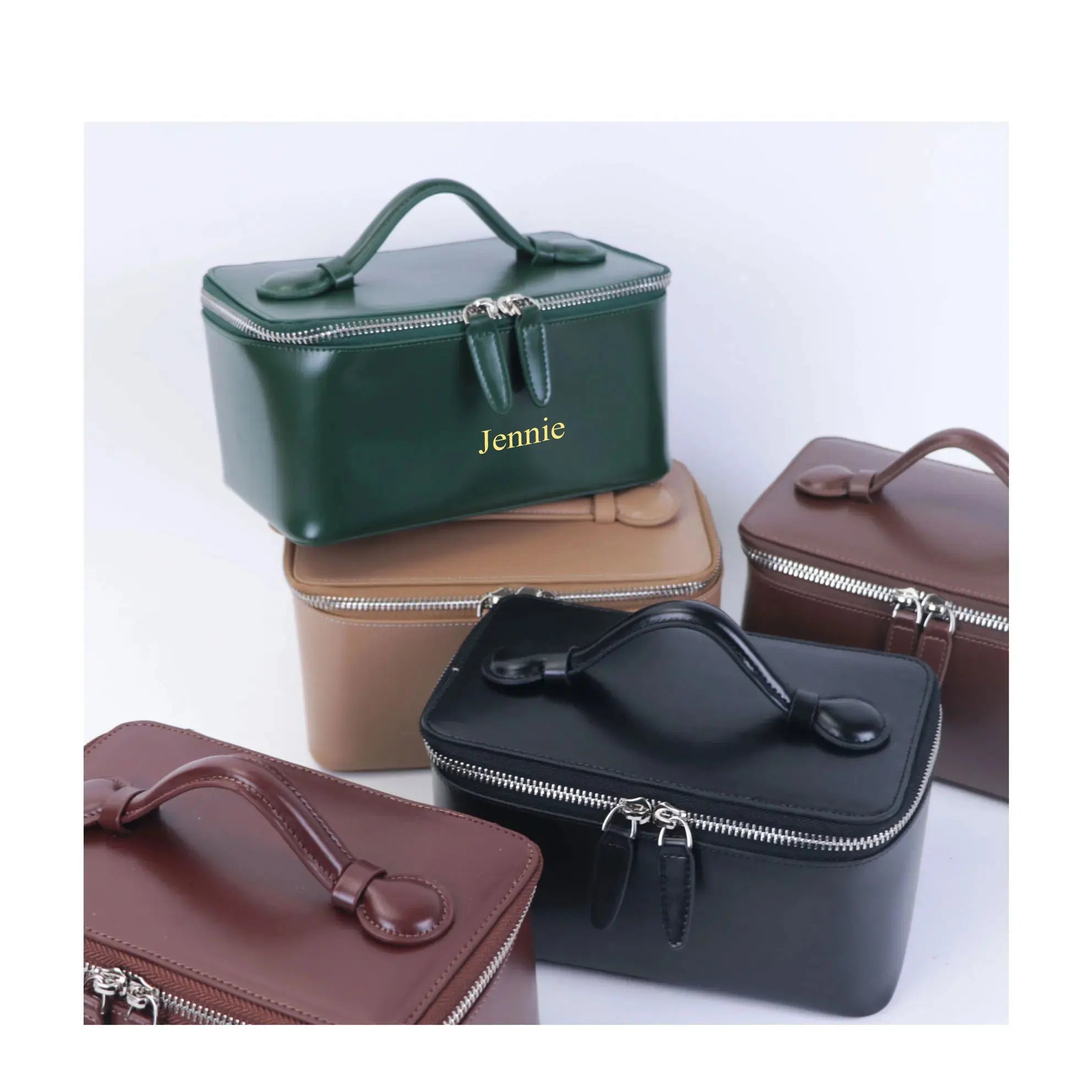 Travel leather vanity bag