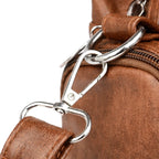 Leather shoulder bag with side pockets