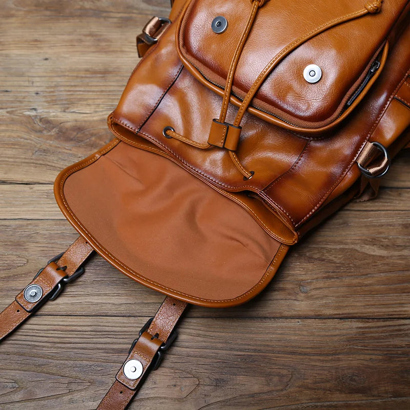 Heavy-duty leather rucksack