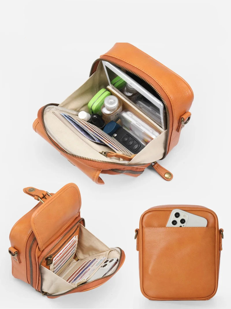 Structured small leather crossbody bag