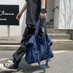 Classic denim tote bag with large capacity