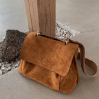 Suede tote bag with large shoulder strap