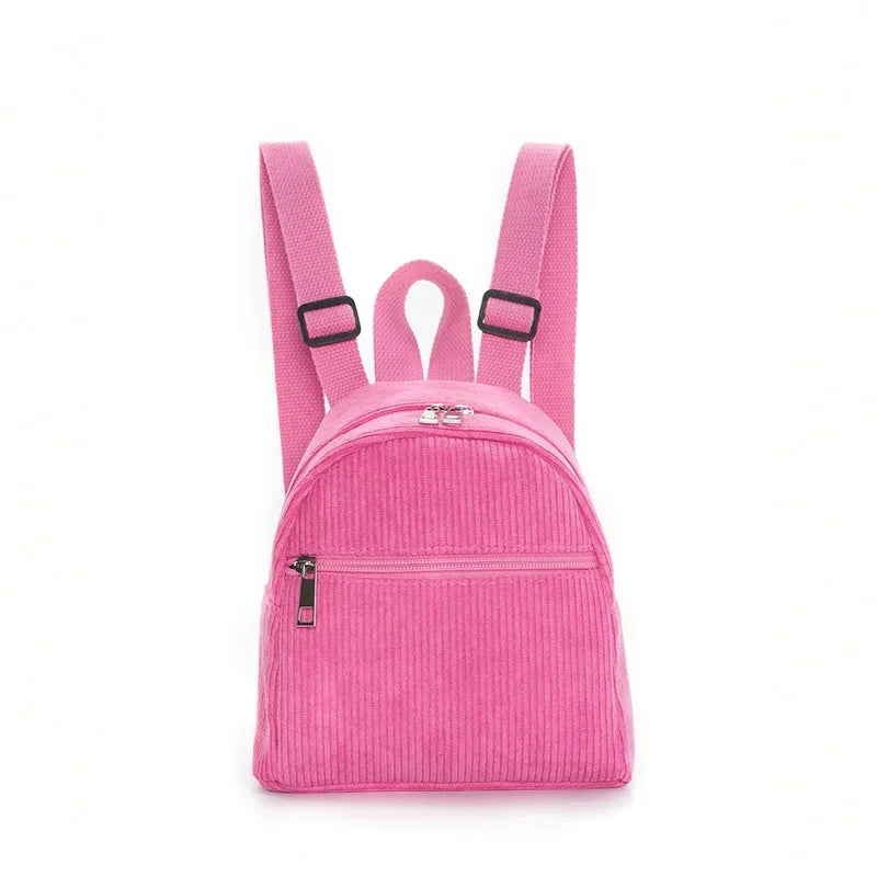 Mini corduroy backpack with adjustable straps