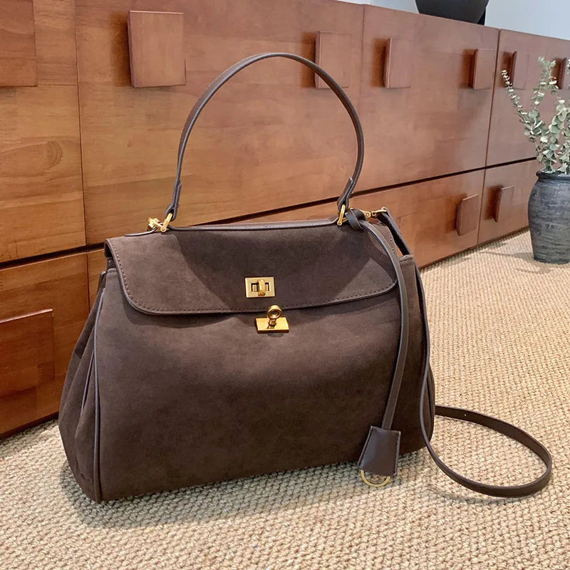 Chic suede handbag for work and city style