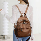 Convertible leather backpack for women