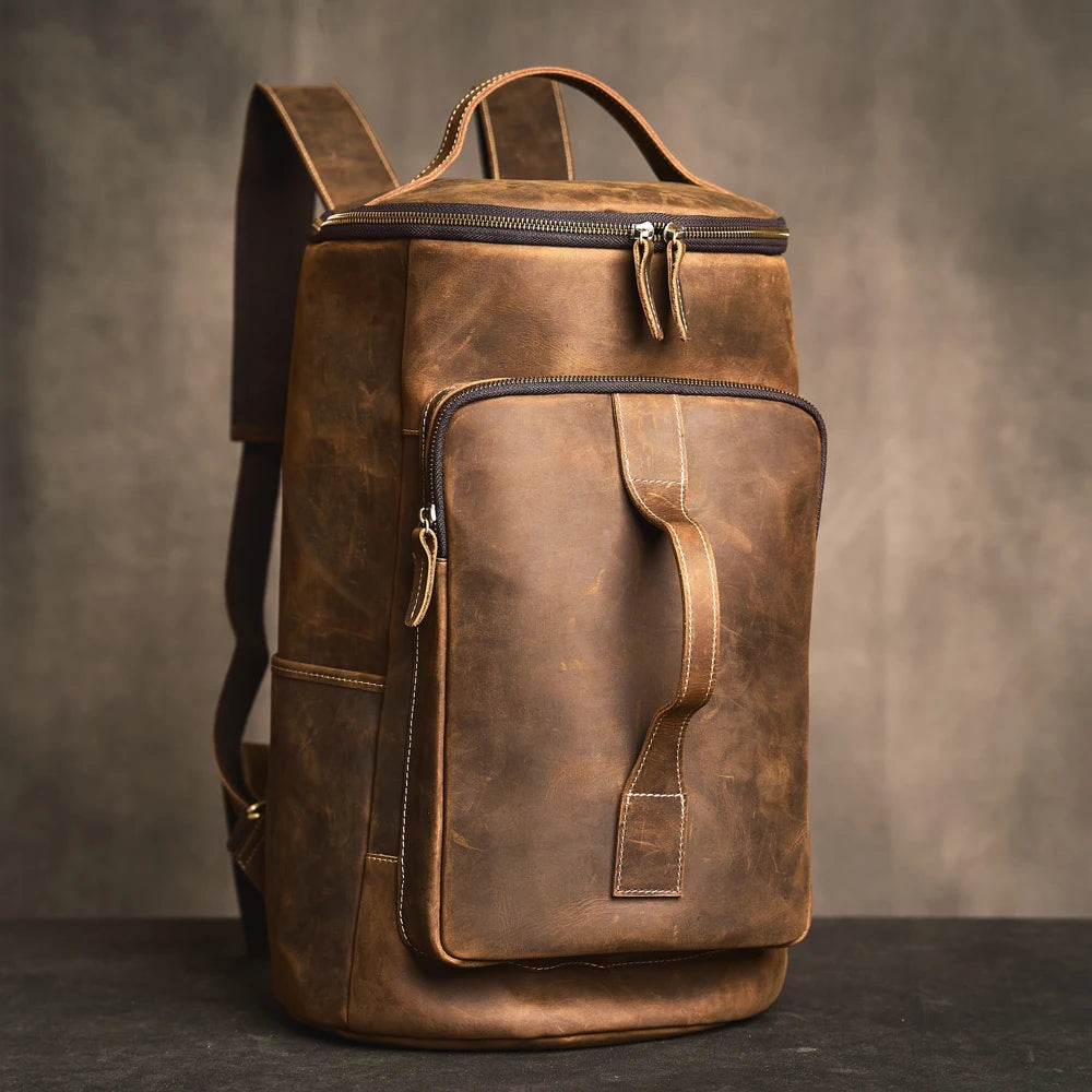 Leather rucksack for men